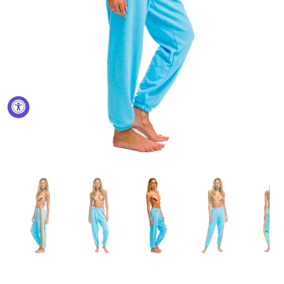 AVIATOR NATION - 5 STRIPE SWEATPANTS  (joggers) SKY // NEON RAINBOW - Picture 3 of 6